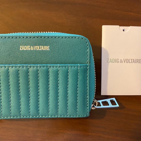 NWT ZADIG & VOLTAIRE turquoise leather wallet - Picture 1 of 3